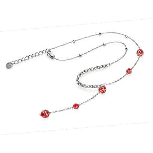 Purpurrot | Silber | Firefly Glas Kaskaden Doppelanhänger